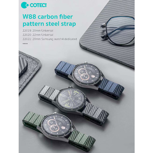 Coteci W88 Carbon Fiber Pattern Steel Strap 22MM - Image 4