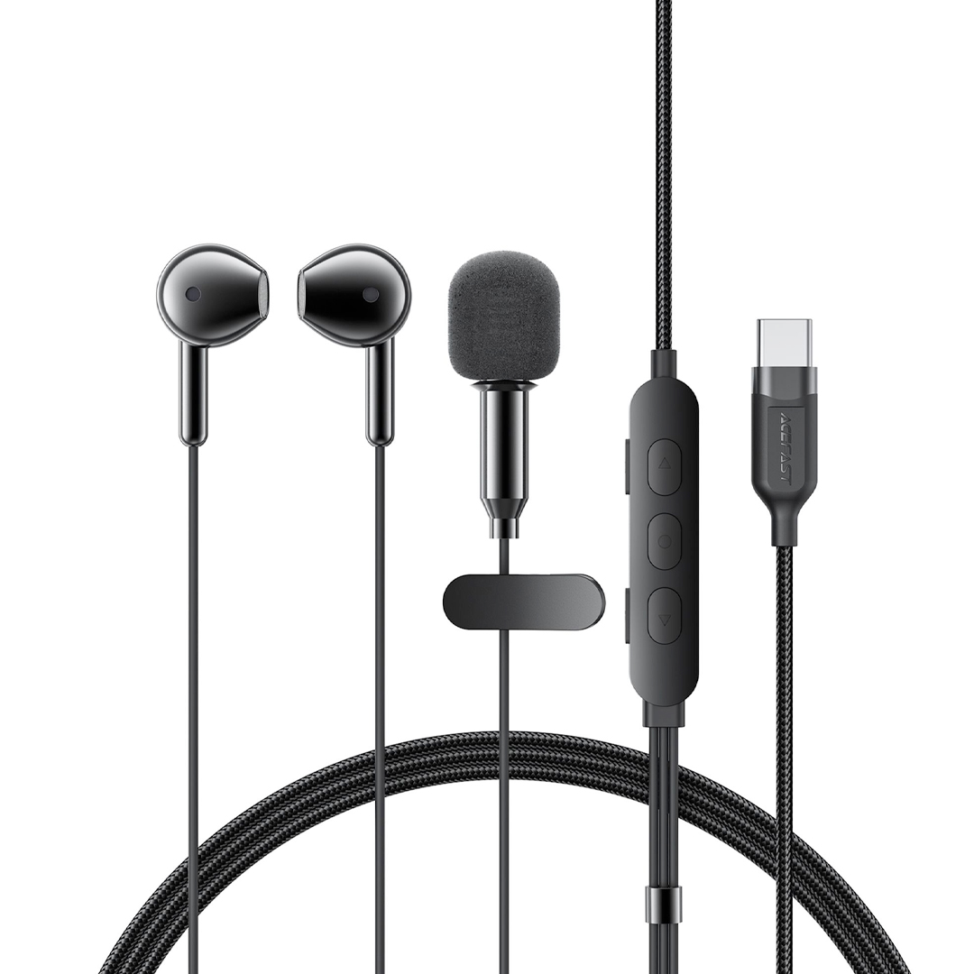 ACEFAST L12 USB-C Semi In-Ear Karaoke Wired Earphones Built-In Microphone - Image 6