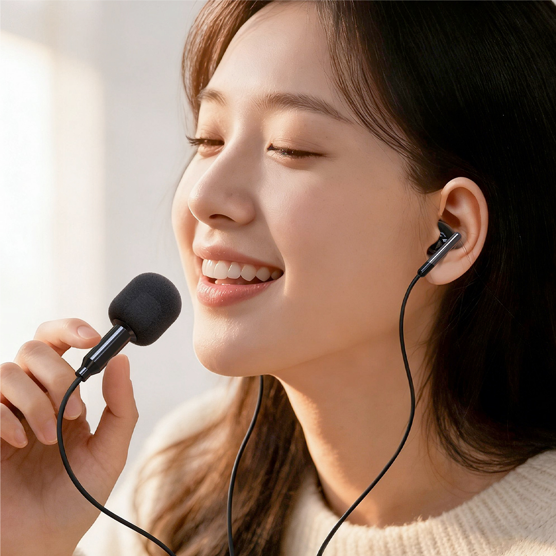 ACEFAST L12 USB-C Semi In-Ear Karaoke Wired Earphones Built-In Microphone - Image 3