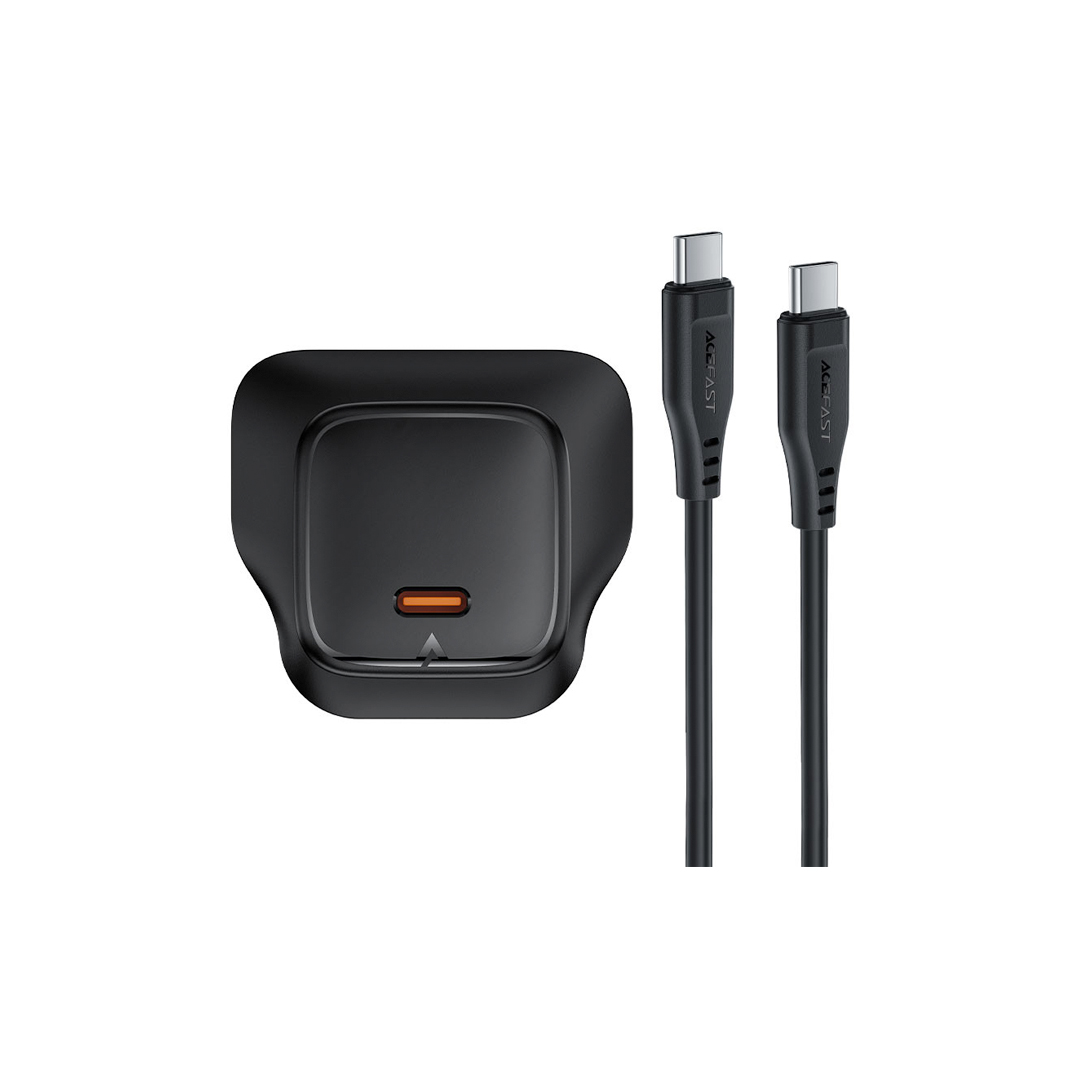 ACEFAST A133 PD45W GaN USB-C Wall Charger black (UK) with C to C Cable - Image 6